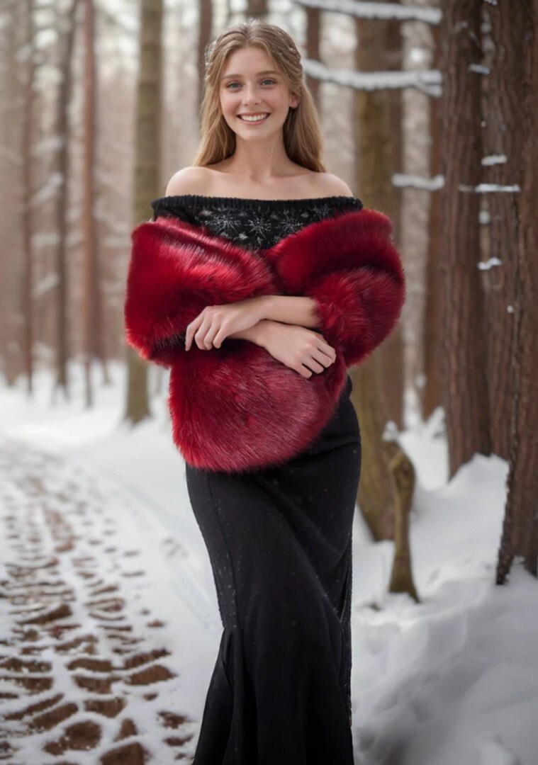 Red Fur Shawl (Lilian Red03) | MakerPlace by Michaels Red Fur Shawl (Lilian Red03) | MakerPlace by Michaels
